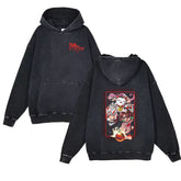 Vintage Anime Print Washed Loose Hoodie